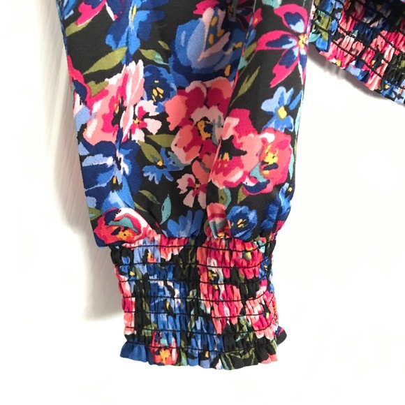 ONLY Floral Long Sleeve Top Blouse XL Blue Pink Green Patterned - Picture 8 of 14